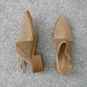 New ITALEAU Suede Leather Cream Beige Nude Slip on for Women Size 5.5